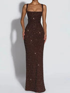 Danielle | Square Neck Sequin Bodycon Evening Maxi Dress
