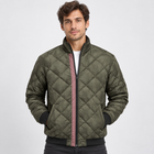 Men's Quilted Bomber Jacket with Stand-Up Collar