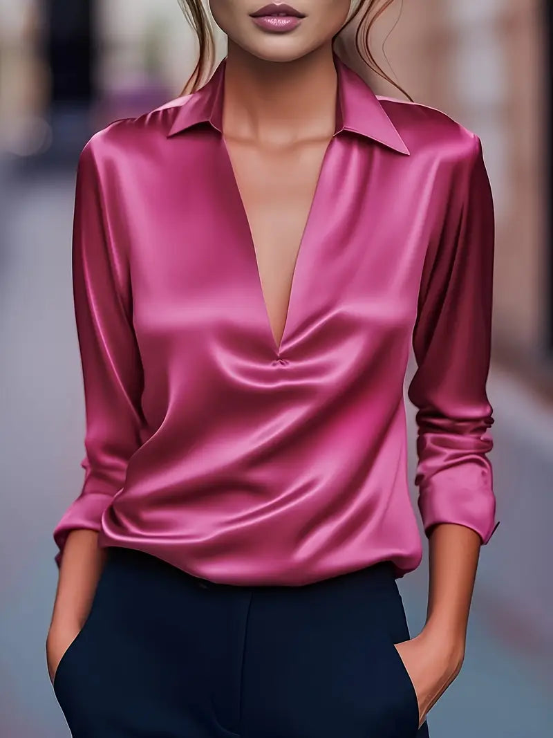 Women’s Blouse | Collared V-Neck