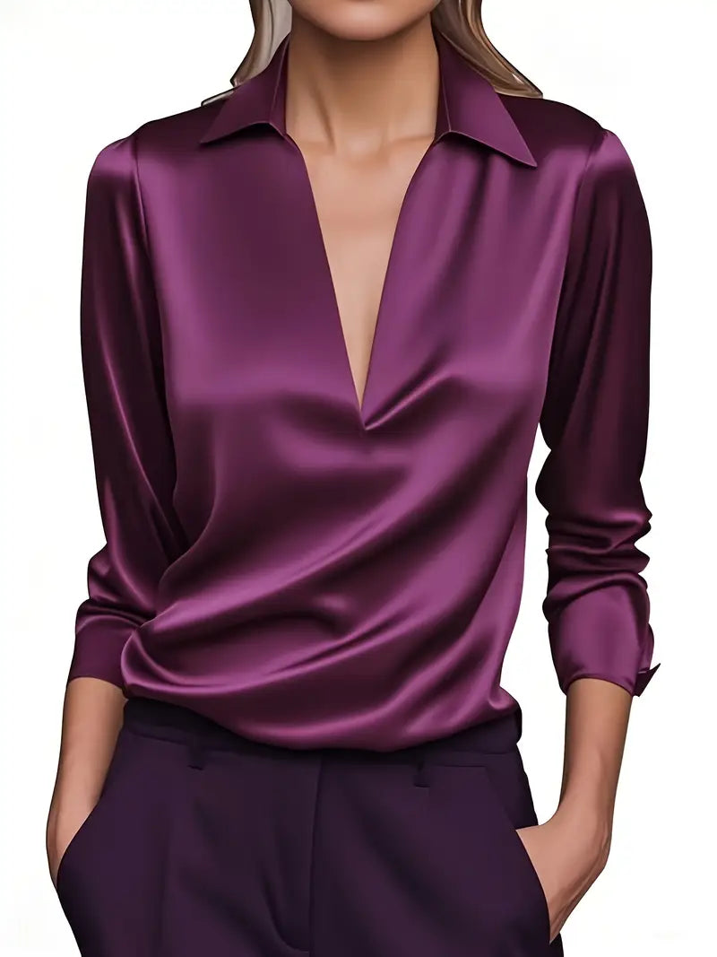 Women’s Blouse | Collared V-Neck