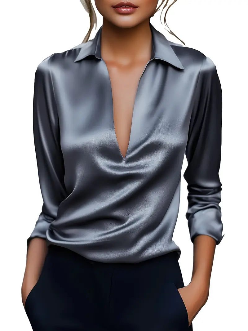 Women’s Blouse | Collared V-Neck