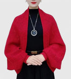 Women's knit open-front shawl collar cardigan