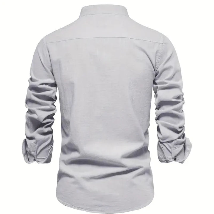 Tailored Long Sleeve Shirt with Button Front and Breathable Fabric, Easy Care