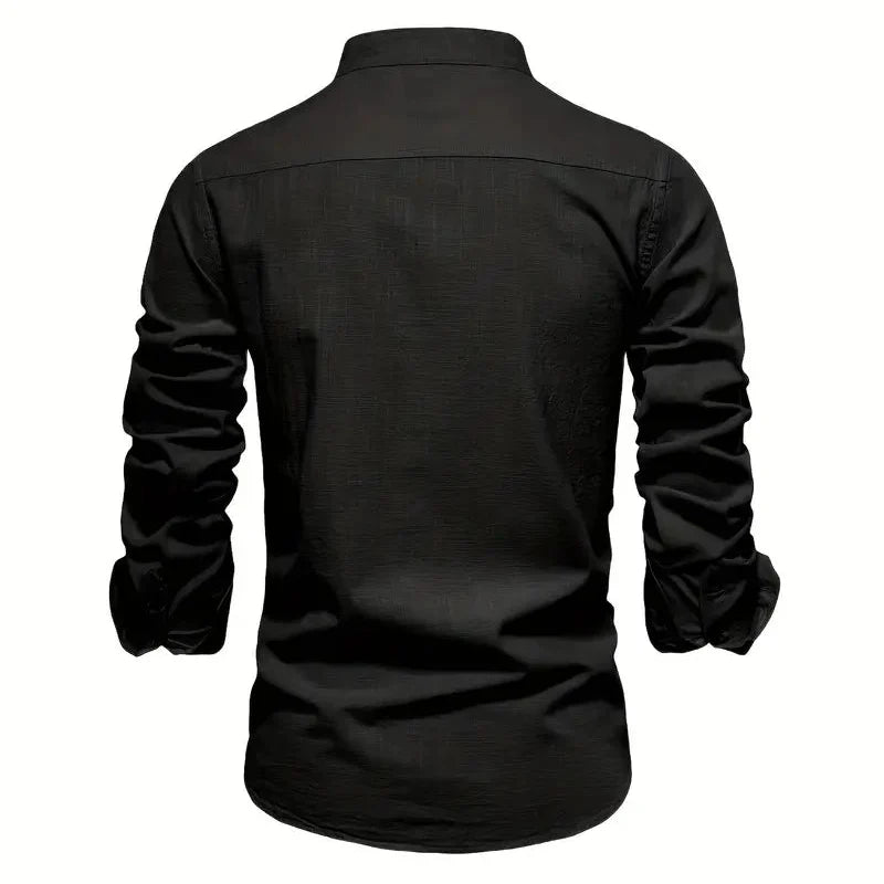 Tailored Long Sleeve Shirt with Button Front and Breathable Fabric, Easy Care