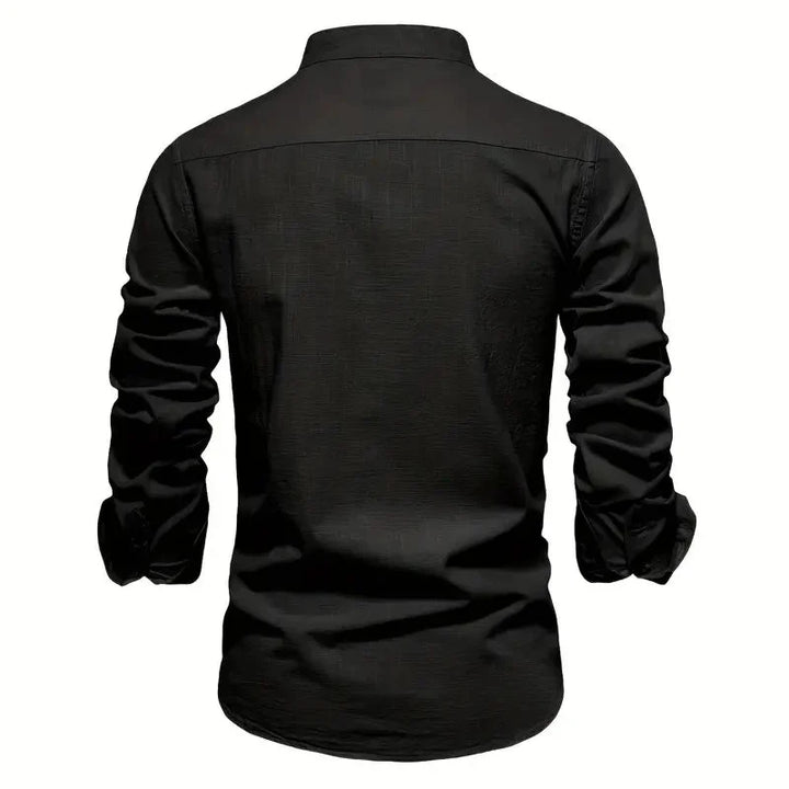Tailored Long Sleeve Shirt with Button Front and Breathable Fabric, Easy Care