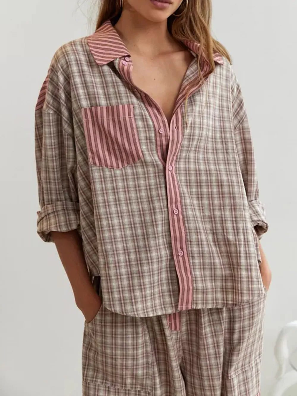 Fenella | Oversized Pajama Set with Button-Up for Women