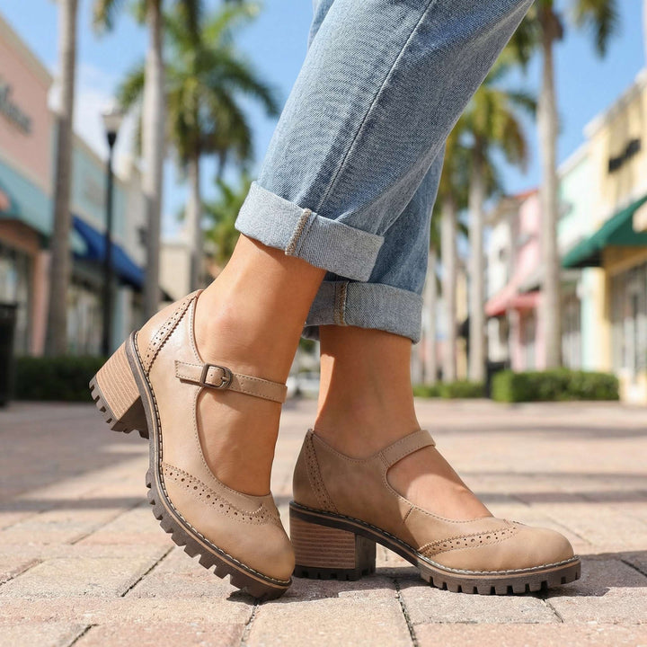 Darcy | Classic T-Strap Close Toe Heels