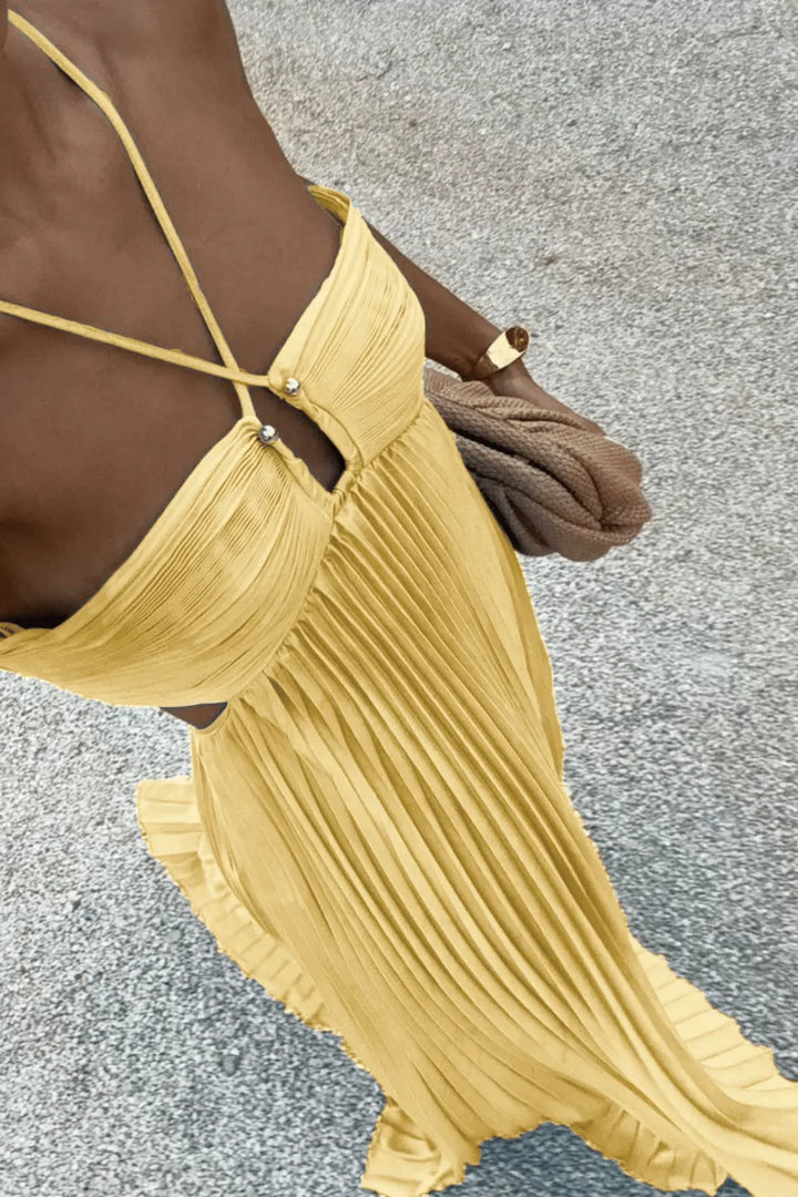 Freya | Halter Neck Evening Maxi Dress with Cut Out