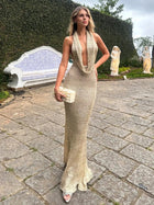 Georgia | Sparkly Halter Evening Maxi Dress