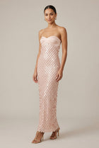 Women's Strapless Sequin Maxi Dress – Sweetheart Neckline