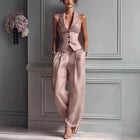 Women's Vest and Trouser Set – Sleeveless Single-Breasted Suit