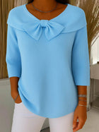 Women's Sweater with Bow Detail and Round Neckline