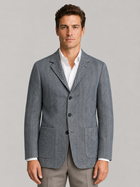 Herringbone Tailored Blazer for Men – Notched Lapel, Three Buttons, Patch Pockets