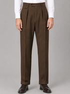 Straight-Leg Viscose Herringbone Pants for Men – Pleated Front, Turn-Up Cuffs