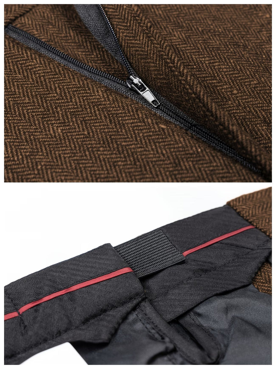 Straight-Leg Viscose Herringbone Pants for Men – Pleated Front, Turn-Up Cuffs