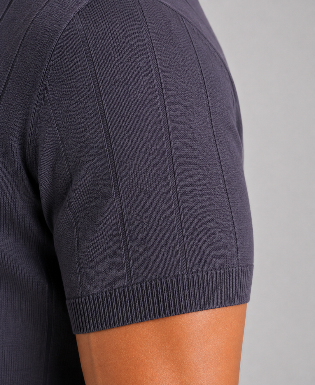 Fine Knit Short Sleeve Tee for Men – Crew Neck, Ribbed Neckline and Hem