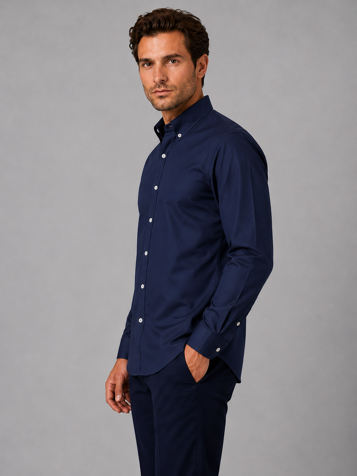 Cotton-Rich Button-Down Shirt for Men – Long Sleeves, Buttoned Cuffs