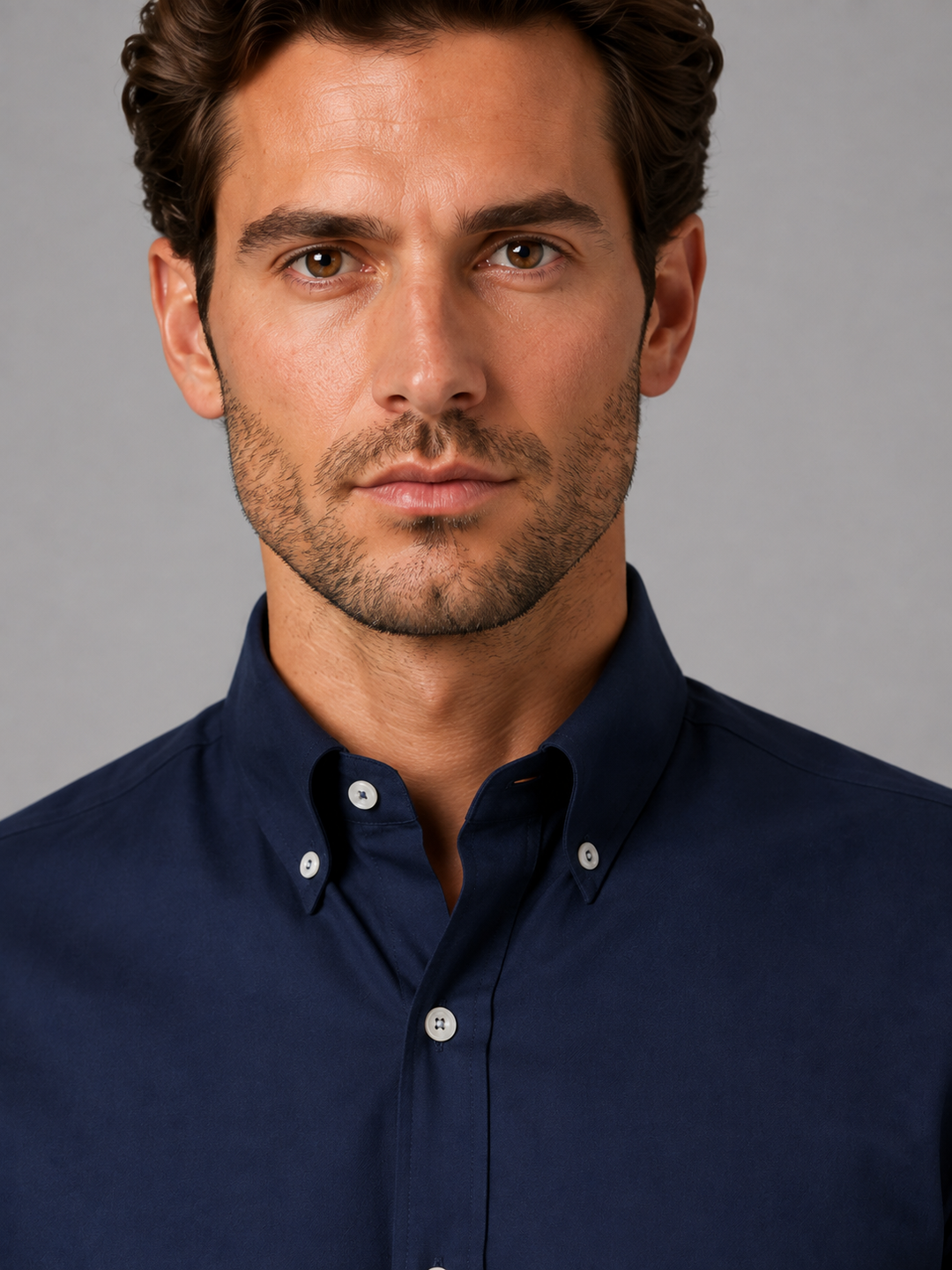 Cotton-Rich Button-Down Shirt for Men – Long Sleeves, Buttoned Cuffs