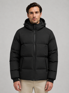 Quilted Hooded Puffer Jacket for Men – Full Zip, High Neck, Fitted Cuffs