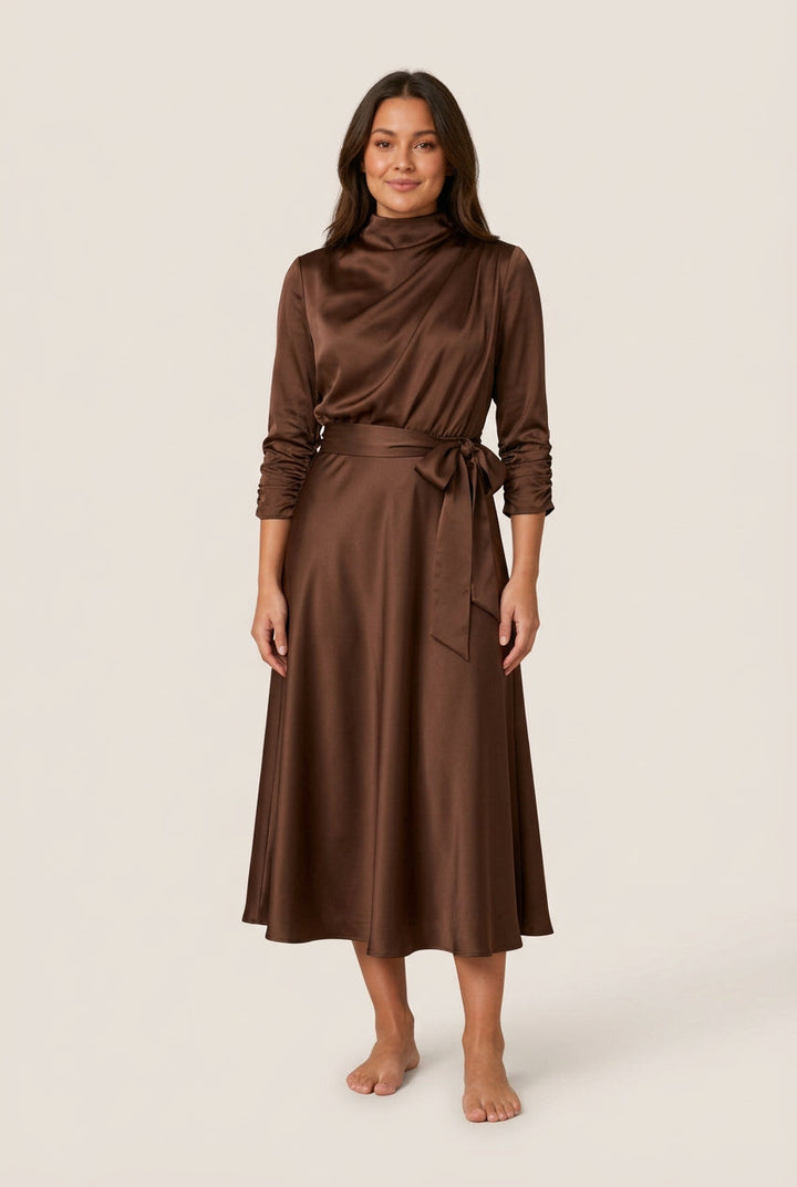Dressed Midi Dress with Puff Sleeves for Women – Marlies