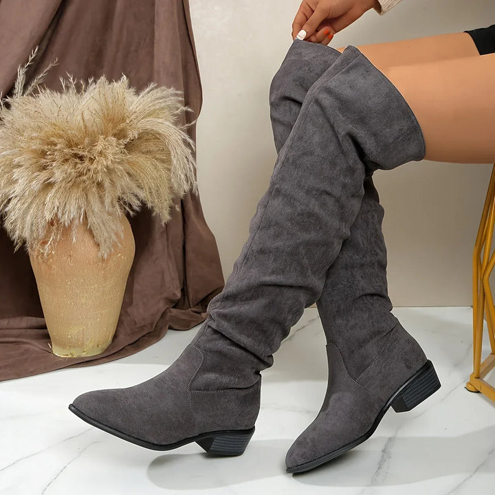 Over The Knee Boots For Women | Slouch Pointed Toe Block Heel
