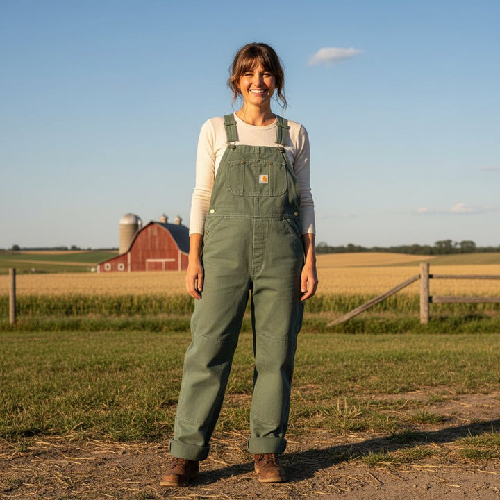 Camel Straight-Leg Bib Overalls for Women