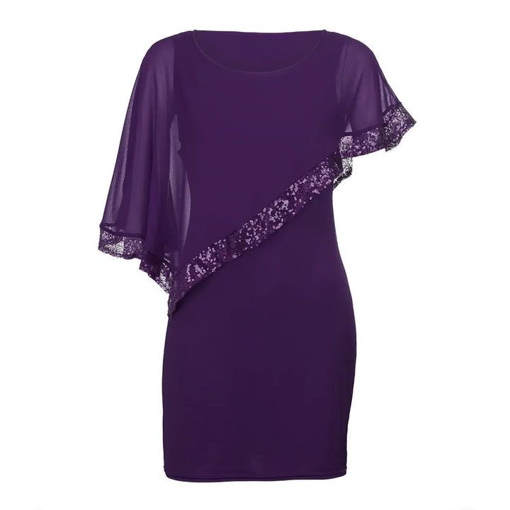 Jamila | Sequin Cold-Shoulder Chiffon Midi Dress for Women