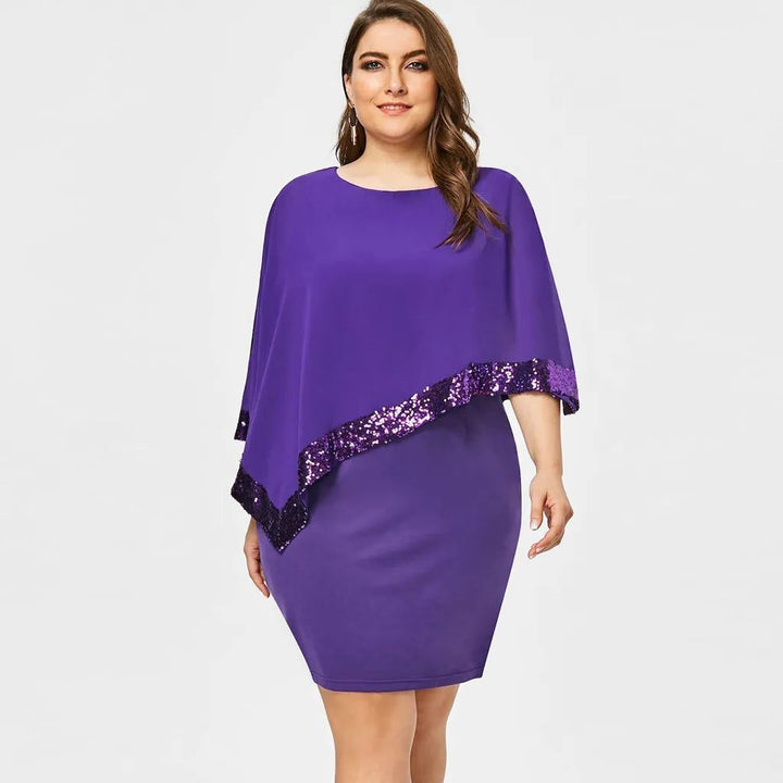 Jamila | Sequin Cold-Shoulder Chiffon Midi Dress for Women