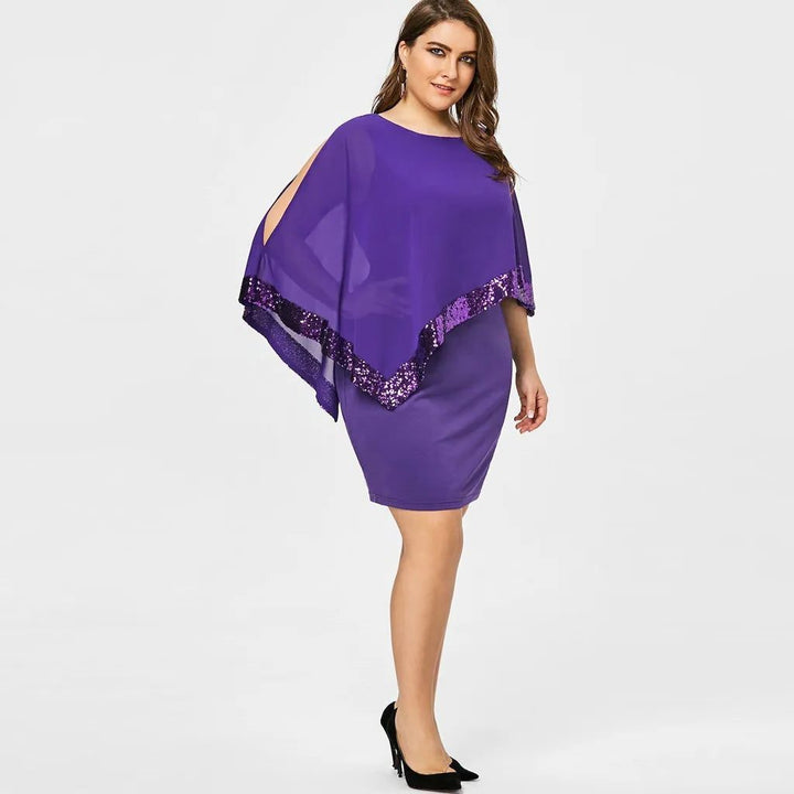 Jamila | Sequin Cold-Shoulder Chiffon Midi Dress for Women