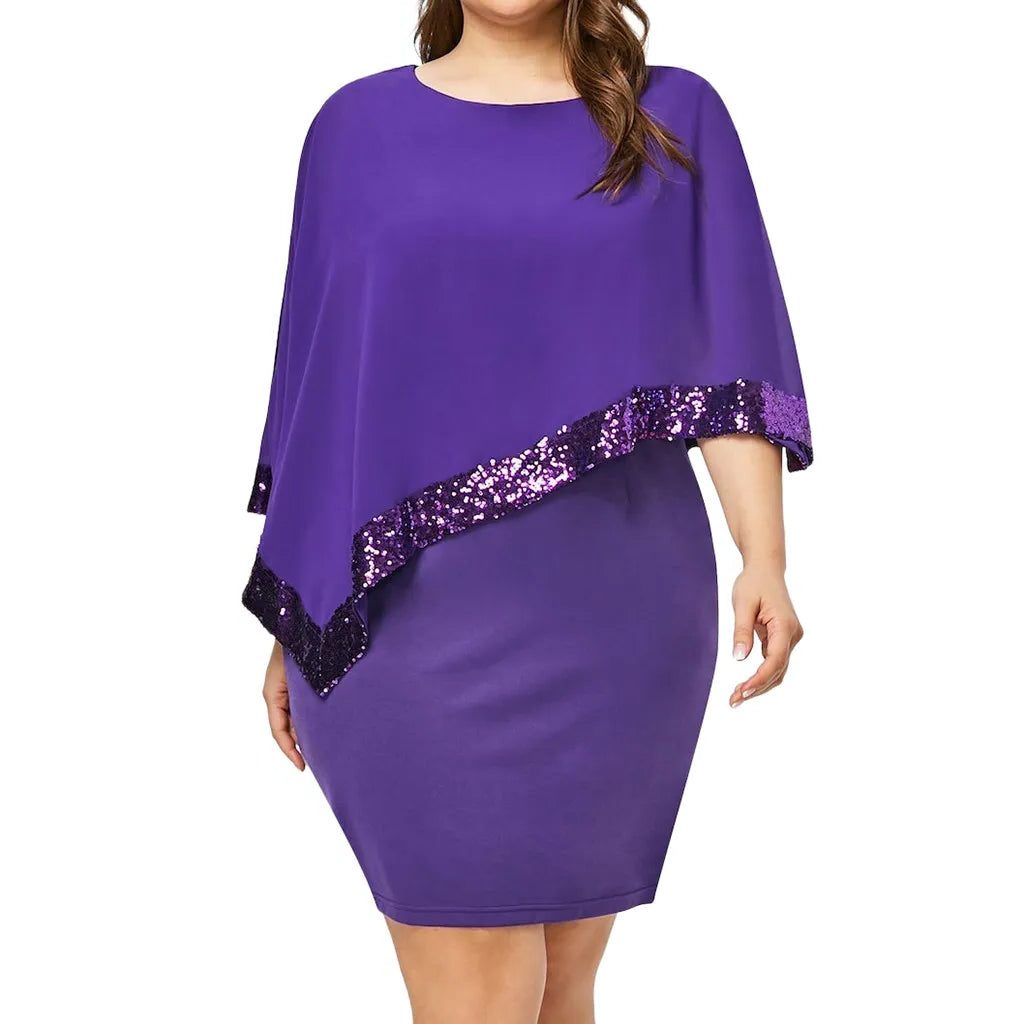 Jamila | Sequin Cold-Shoulder Chiffon Midi Dress for Women