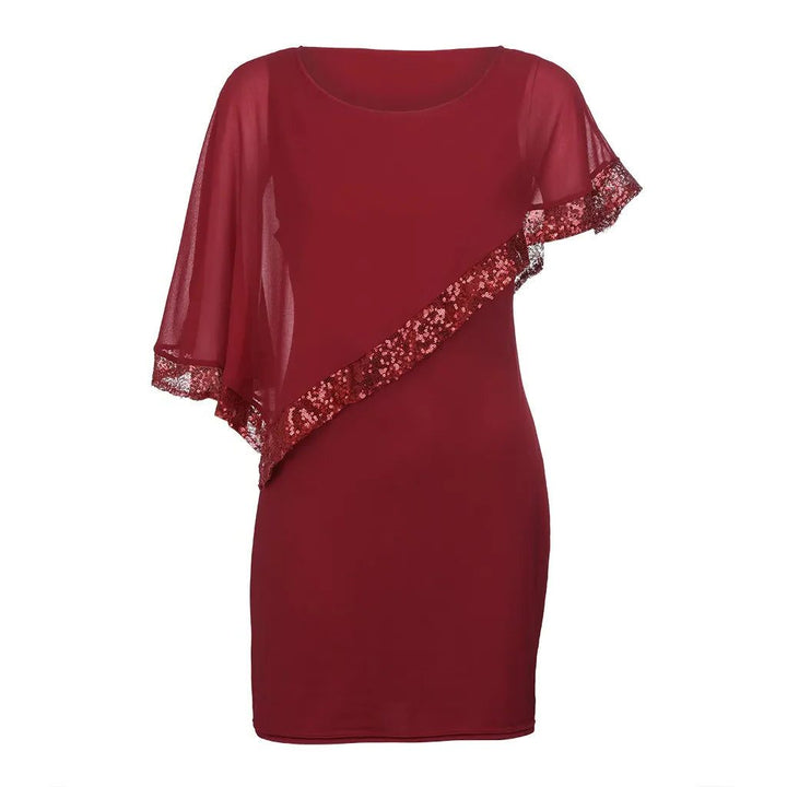 Jamila | Sequin Cold-Shoulder Chiffon Midi Dress for Women