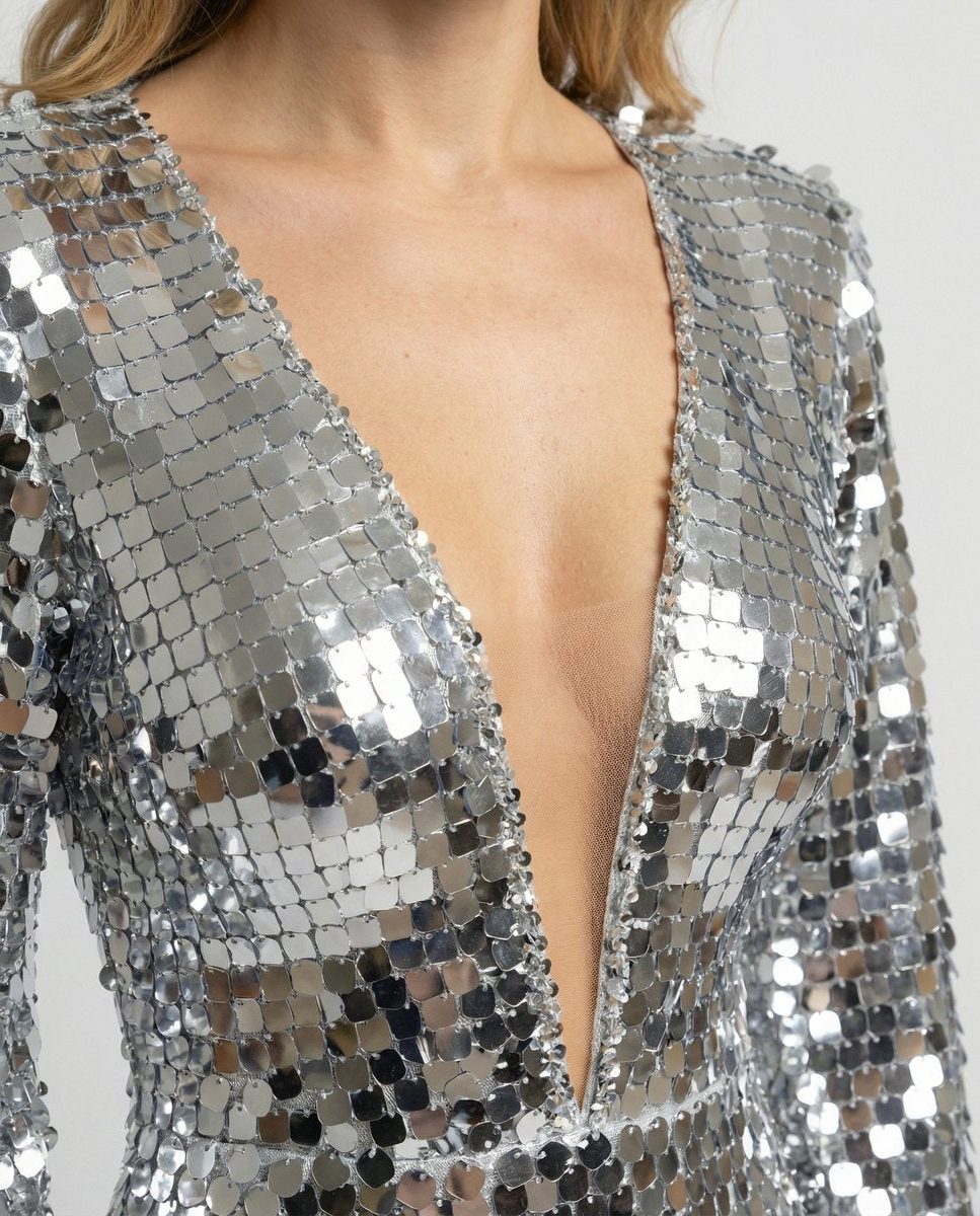 Lexa | Sequin Maxi Dress with Flutter Sleeves for Women