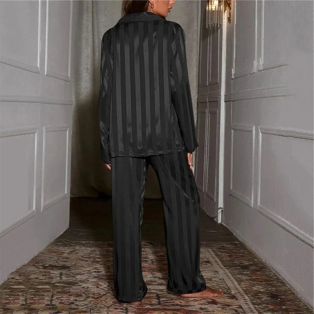 Sidonie | Striped Pajama Set with Button-Up for Women
