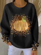 Women's Graphic Sweatshirt with Pumpkin Design and Cozy Fit