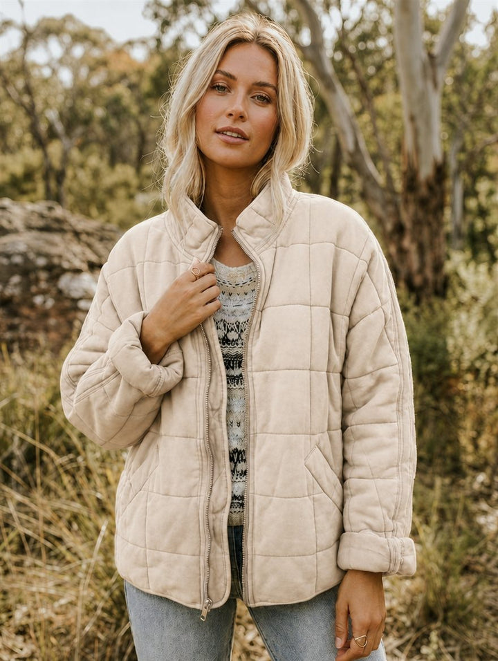 Tabitha | Diamond Quilted Jacket with Stand Collar for Women