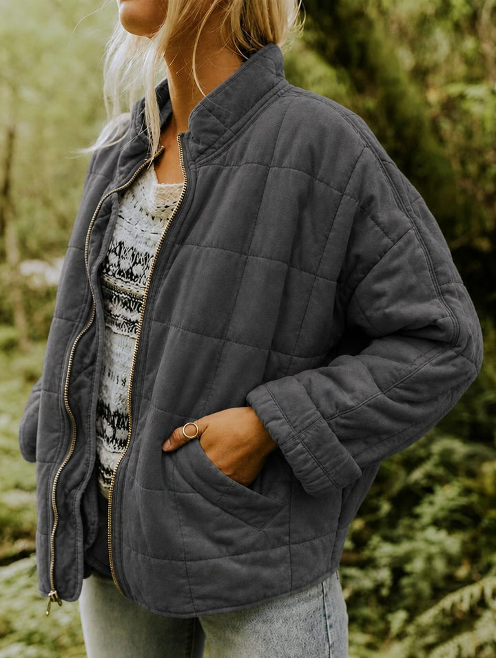 Tabitha | Diamond Quilted Jacket with Stand Collar for Women