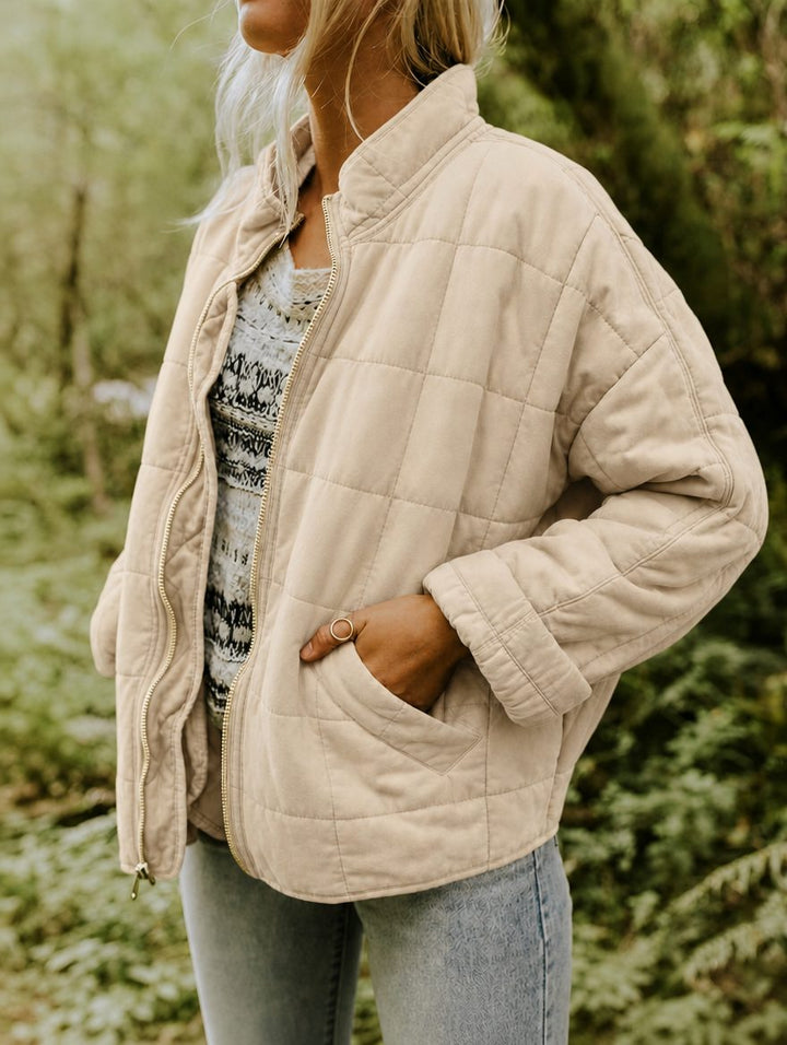 Tabitha | Diamond Quilted Jacket with Stand Collar for Women