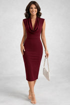 Vevina | Sleeveless Midi Dress with Cowl Neck for Women