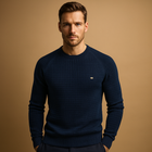 Warm knitted sweater with round neck for men | Ruben