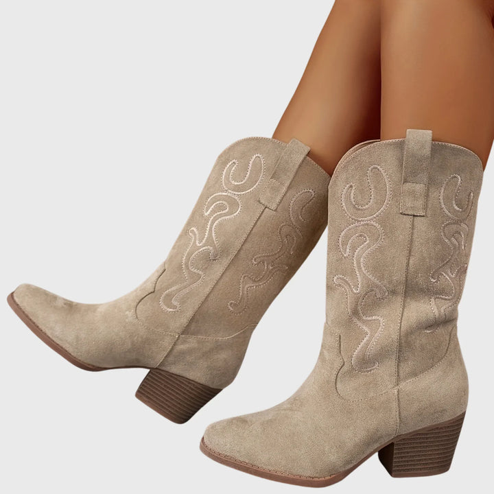 Western Boots For Women | Mid-Calf Block Heel Pointed Toe