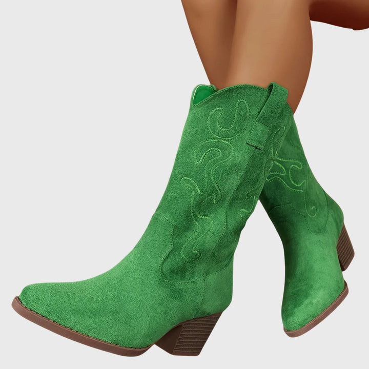 Western Boots For Women | Mid-Calf Block Heel Pointed Toe