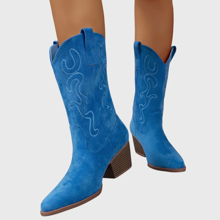 Western Boots For Women | Mid-Calf Block Heel Pointed Toe
