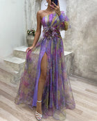 Women's Formal Dress | Maxi Asymmetrical One Sleeve Floral