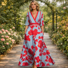 Women's Formal Dress | Maxi Floral V-Neck Short Sleeve