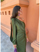 Women's Formal Dress | Maxi One Shoulder Front Knot