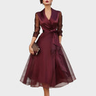 Women's Formal Dresses | Midi Wrap Sheer Sleeve