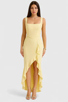 Women's Occasion Dress | Maxi Square Neck High-Low Ruffle