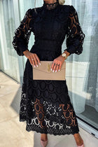 Women's Occasion Dress | Midi Lace Puff Sleeve