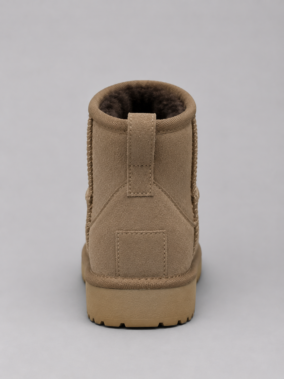 Slip-On Plush Lined Ankle Boots for Women – Brushed Finish, Flat Textured Sole