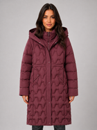 Geometric Quilted Long Puffer Coat for Women – Large Hood, Storm Placket, Zip Front